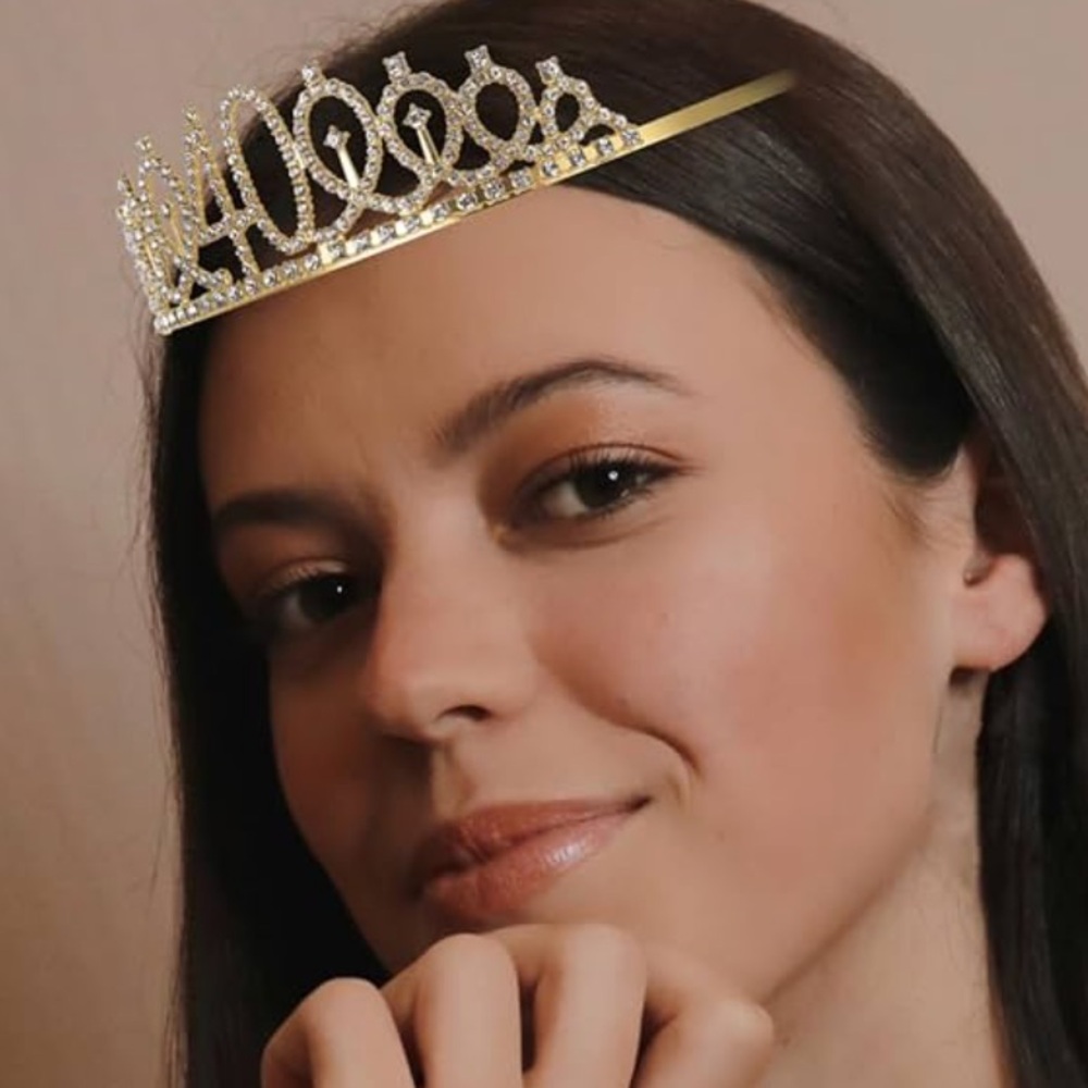40 Gold  Tiara with Rhinestones